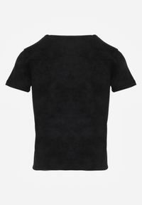 Renee - Czarny T-shirt z Bawełny Ozdobiony Sercem z Cyrkonii Amythera. Okazja: na co dzień. Kolor: czarny. Materiał: bawełna. Wzór: aplikacja. Styl: sportowy, casual, elegancki #7