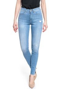 Wrangler - WRANGLER HIGH RISE SKINNY INDIGO BEACHES W27HGU241 112128082. Stan: podwyższony
