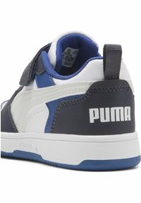 Puma - Dziecięce sneakersy PUMA Rebound V6 Lo PUMA White Feather Gray Black. Kolor: biały, czarny, szary, wielokolorowy. Sport: turystyka piesza