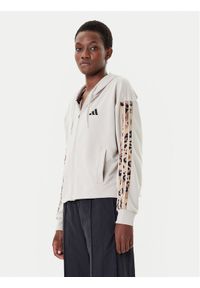 Adidas - adidas Bluza Animal Print 3-Stripes JM1860 Beżowy Loose Fit. Kolor: beżowy. Materiał: syntetyk. Wzór: nadruk