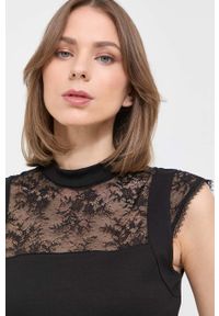 Morgan top damski kolor czarny. Okazja: na co dzień. Kolor: czarny. Materiał: koronka, materiał, wiskoza, dzianina. Wzór: gładki. Styl: casual #2