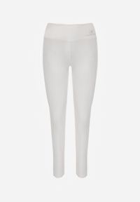 Renee - Białe Legginsy Basic z Modelującą Wstawką w Pasie Liacan. Okazja: na co dzień. Kolor: biały. Długość: krótkie. Styl: casual #6