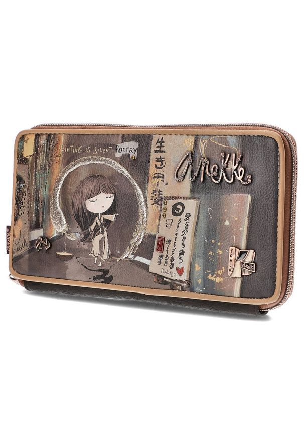 Brązowy Elegancki Portfel Damski Anekke. Kolor: brązowy. Materiał: skóra ekologiczna