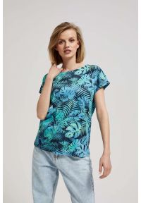 MOODO - T-shirt z tropikalnym wzorem. Materiał: bawełna