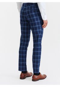Pako Lorente - PAKO LORENTE – Granatowe spodnie garniturowe w niebieską kratę. Kolor: niebieski. Materiał: poliester, wiskoza, elastan #4