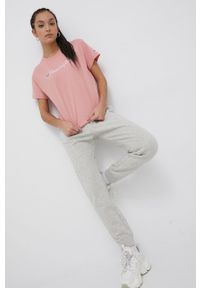 Champion t-shirt bawełniany 115351 kolor różowy. Okazja: na co dzień. Kolor: różowy. Materiał: bawełna. Wzór: aplikacja. Styl: casual #5