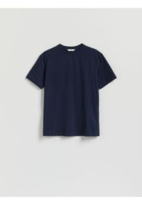 Reserved - Strukturalny t-shirt comfort fit - granatowy. Kolor: niebieski. Materiał: bawełna, dzianina