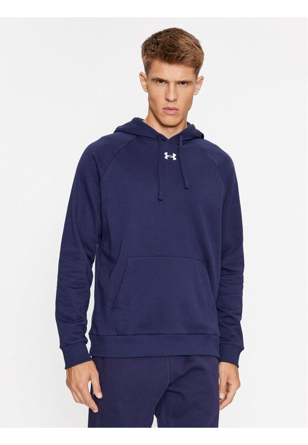 Under Armour Bluza Ua Rival Fleece Hoodie 1379757 Granatowy Loose Fit. Kolor: niebieski. Materiał: bawełna