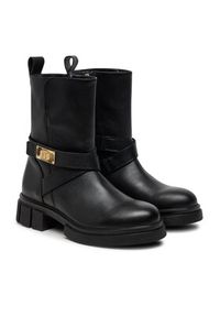 TOMMY HILFIGER - Tommy Hilfiger Botki Biker Leather FW0FW08313 Czarny. Kolor: czarny. Materiał: skóra #4