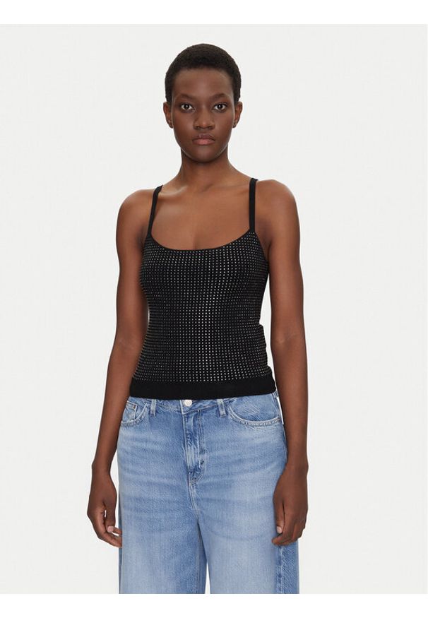 Guess Top W5GR47 Z3MN2 Czarny Regular Fit. Kolor: czarny. Materiał: syntetyk