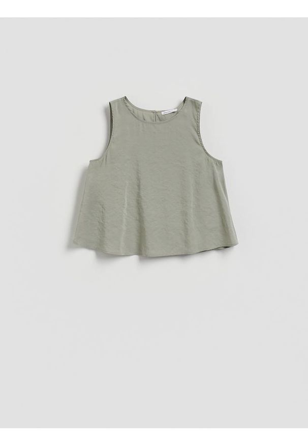 Reserved - Bluzka z modalem - jasnozielony. Kolor: zielony. Materiał: tkanina