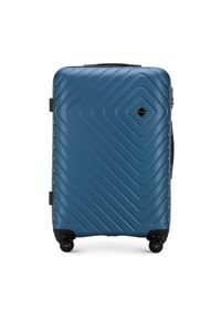 Wittchen - Średnia walizka z ABS-u z geometrycznym tłoczeniem ciemnoniebieska. Kolor: niebieski. Materiał: poliester. Wzór: geometria #1