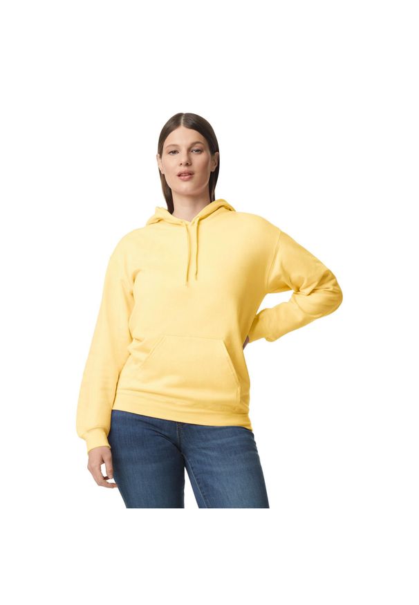 GILDAN - Bluza Z Kapturem Dla Dorosłych Unisex Softstyle Fleece Midweight. Typ kołnierza: kaptur. Kolor: żółty. Materiał: poliester, bawełna