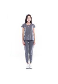 LEONE 1947 APPAREL - Podstawowy damski t-shirt z krótkim rękawem i okrągłym dekoltem. Kolor: niebieski. Materiał: tkanina. Długość rękawa: krótki rękaw. Długość: krótkie. Sport: fitness