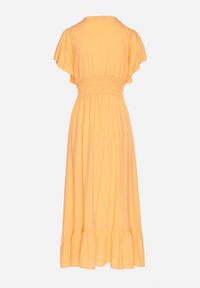 Born2be - Pomarańczowa Wiskozowa Kopertowa Sukienka o Rozkloszowanym Kroju Nellrive. Okazja: na co dzień. Typ kołnierza: dekolt w serek. Kolor: pomarańczowy. Materiał: wiskoza. Długość rękawa: krótki rękaw. Typ sukienki: kopertowe. Styl: casual, elegancki #6