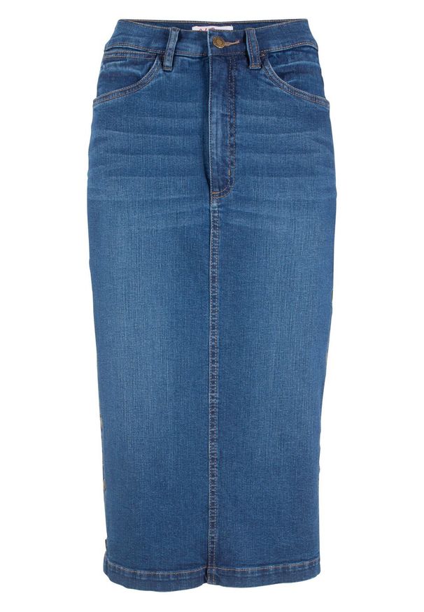 Spódnica dżinsowa "authentic-stretch" bonprix niebieski. Kolor: niebieski