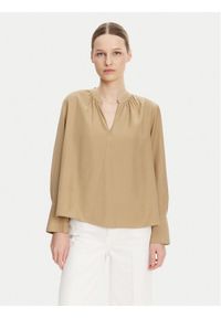 TOMMY HILFIGER - Tommy Hilfiger Bluzka WW0WW44049 Beżowy Regular Fit. Kolor: beżowy. Materiał: wiskoza #1