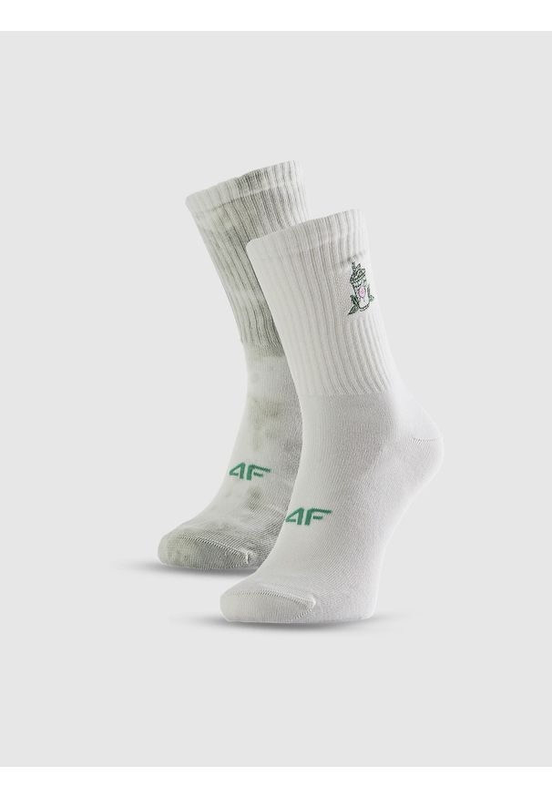 4f - 4F Skarpetki długie (3-pack) damskie - zielone 35-38. Kolor: zielony. Wzór: prążki, haft. Sport: turystyka piesza