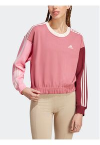 Adidas - adidas Bluza Essentials 3-Stripes Crop Sweatshirt IC9875 Różowy Loose Fit. Kolor: różowy. Materiał: bawełna #7