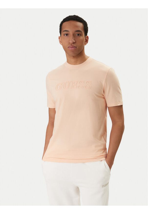 Guess T-Shirt Z2YI11 J1314 Pomarańczowy Regular Fit. Kolor: pomarańczowy. Materiał: bawełna