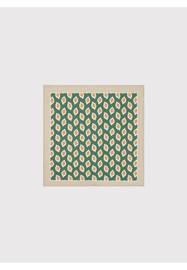 Pako Lorente - PAKO LORENTE – Zielona poszetka męska ze wzorem na całej powierzchni. Kolor: zielony. Materiał: poliester