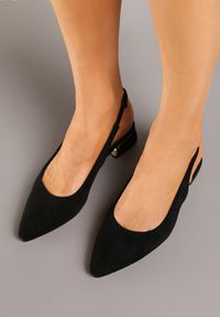 Renee - Czarne Sandały Vices na Stożku z Wkładką ze Skóry Naturalnej Bez Pięty Selenis. Nosek buta: szpiczasty. Kolor: czarny. Materiał: skóra. Sezon: lato. Obcas: na stożku. Styl: wizytowy, elegancki. Wysokość obcasa: średni #6