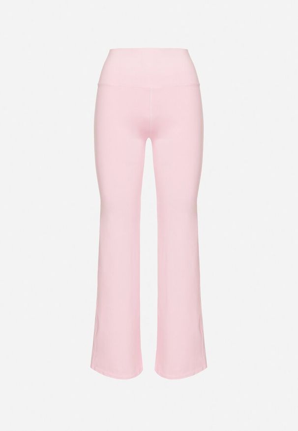 Born2be - Różowe Legginsy Dzwony z Wysokim Stanem i Szeroką Gumką w Talii Idoreia. Okazja: na co dzień. Stan: podwyższony. Kolor: różowy. Styl: casual, elegancki