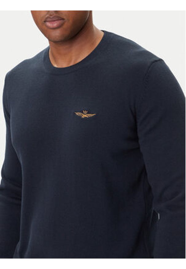 Aeronautica Militare Sweter 252MA1611UL00506 Granatowy Regular Fit. Kolor: niebieski. Materiał: bawełna