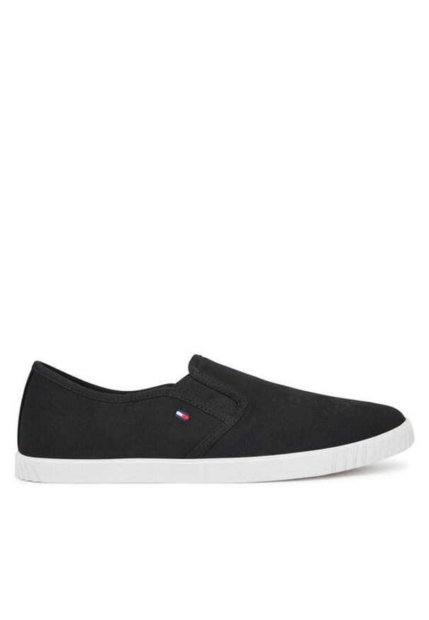 TOMMY HILFIGER - Tommy Hilfiger Tenisówki Canvas Slip-On Sneaker FW0FW08640 Czarny. Zapięcie: bez zapięcia. Kolor: czarny. Materiał: materiał