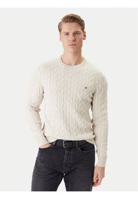 TOMMY HILFIGER - Tommy Hilfiger Sweter MW0MW33132 Beżowy Regular Fit. Kolor: beżowy. Materiał: bawełna #1