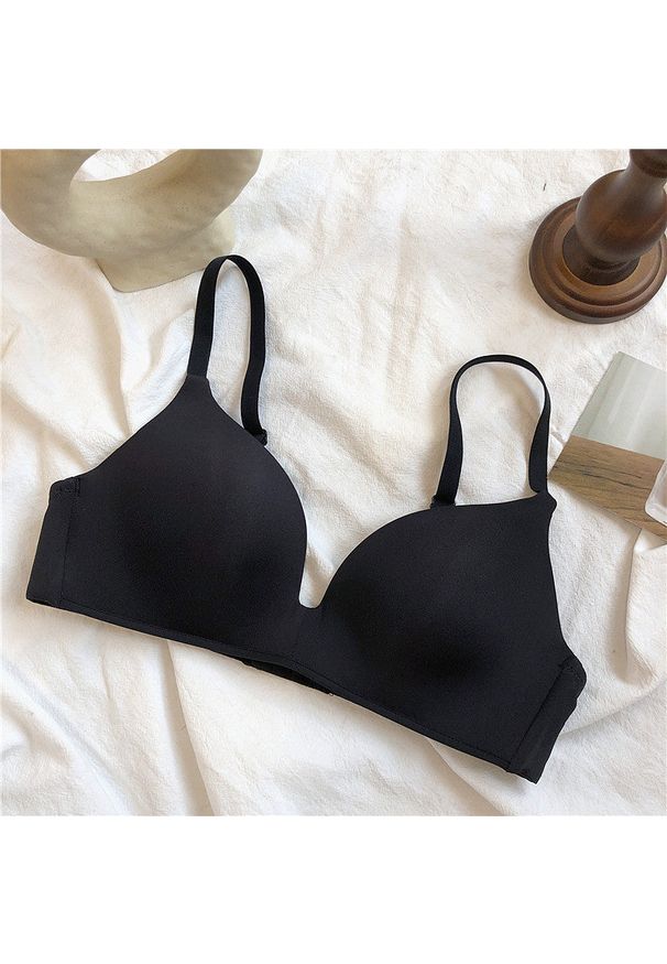 Intica - Biustonosz bezszwowy bez fiszbin elastyczny na co dzień Adrienne. Kolor: czarny. Materiał: materiał