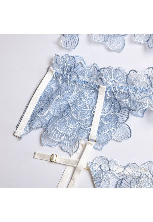 Intica - Komplet bielizny koronkowej z haftem na romantyczne wieczory Roby. Kolor: beżowy. Materiał: koronka. Wzór: haft