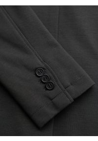 Ombre Clothing - Męska marynarka SLIM z dzianiny o subtelnej strukturze – grafitowa V1 - Rozmiar: M. Okazja: do pracy. Kolor: szary. Materiał: dzianina. Wzór: kolorowy. Styl: klasyczny #6