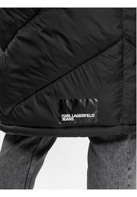 Karl Lagerfeld Jeans - KARL LAGERFELD Kurtka puchowa Klj Long Puffer Jacket 236D1501 Czarny Regular Fit. Typ kołnierza: dekolt w karo. Kolor: czarny. Materiał: puch, syntetyk