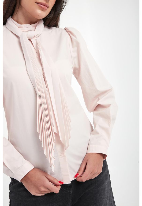 Twinset Milano - Koszula damska z popeliny z szarfą TWINSET