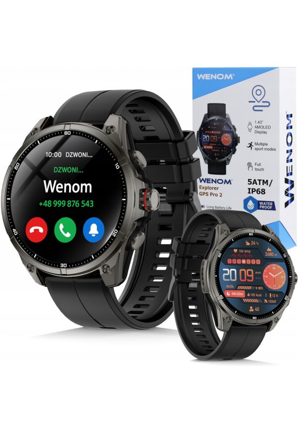 Smartwatch Wenom Smartwatch Męski Wenom Explorer Pro 2 GPS AMOLED Wodoodporny 5ATM Sportowy. Rodzaj zegarka: smartwatch. Styl: sportowy