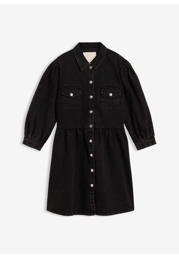 bonprix - Sukienka dżinsowa. Kolor: czarny. Styl: klasyczny