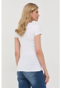 Guess t-shirt damski kolor biały. Kolor: biały. Materiał: bawełna, dzianina. Wzór: aplikacja #4