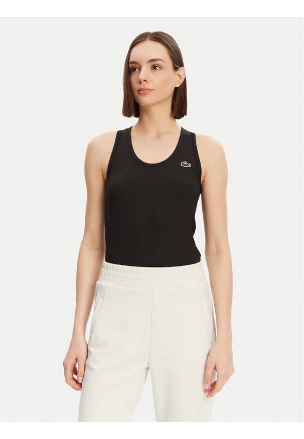 Lacoste Top TF4874 Czarny Slim Fit. Kolor: czarny. Materiał: syntetyk