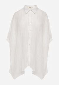 Born2be - Biała Zwiewna Koszula Letnia Oversize z Bawełny o Nietoperzowym Kroju Canomela. Okazja: na co dzień. Kolor: biały. Materiał: bawełna. Wzór: gładki. Sezon: lato. Styl: elegancki, casual #8