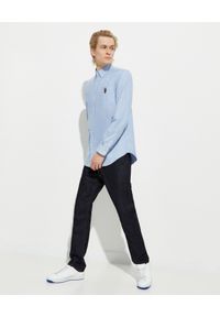 Ralph Lauren - RALPH LAUREN - Niebieska koszula z misiem Oxford Custom Fit. Okazja: na co dzień. Typ kołnierza: polo, button down. Kolor: niebieski. Materiał: bawełna. Wzór: haft. Styl: casual #4