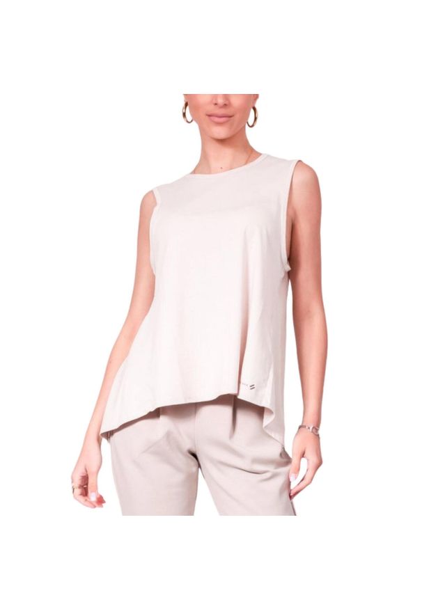 Koszulka sportowa damska Superdry Flex Loose Open Back Tank top. Kolor: beżowy. Materiał: poliester, bawełna. Sport: turystyka piesza, fitness