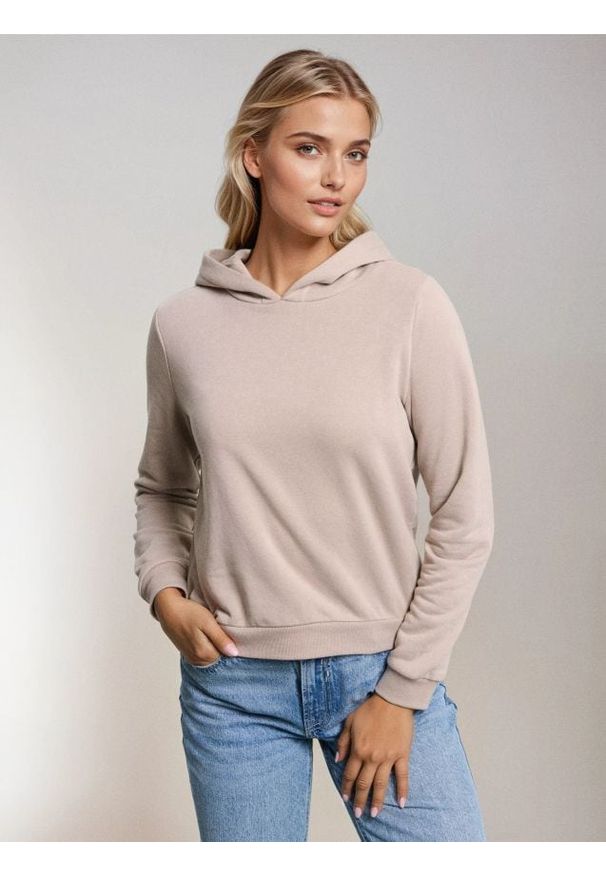 Sinsay - Bluza hoodie basic - beżowy. Kolor: beżowy