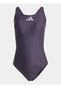 Adidas - adidas Strój kąpielowy 3 Bar Logo IL7285 Fioletowy. Kolor: fioletowy. Materiał: syntetyk