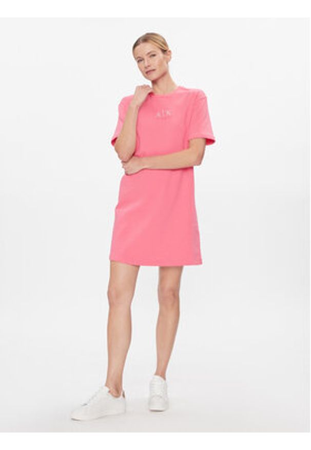 Armani Exchange Sukienka codzienna 3DYA89 YJFHZ 14BH Różowy Regular Fit. Okazja: na co dzień. Kolor: różowy. Materiał: bawełna. Typ sukienki: proste. Styl: casual