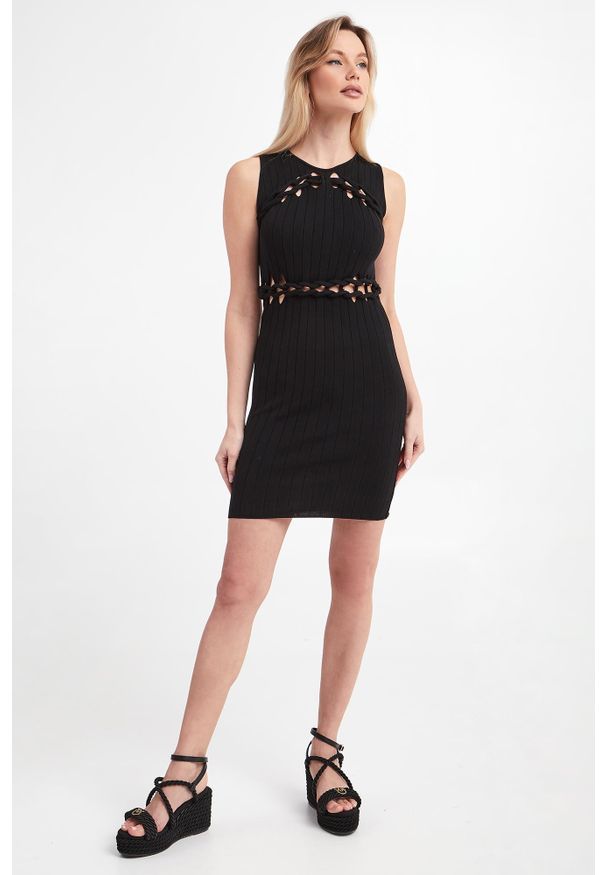 Pinko - Sukienka mini Onice PINKO. Materiał: prążkowany, wiskoza. Wzór: ze splotem. Długość: mini
