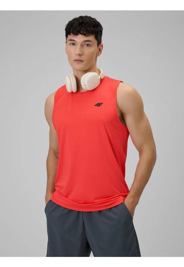 4f - 4F Koszulka treningowa regular szybkoschnąca męska - czerwona XXL. Kolor: czerwony. Długość rękawa: bez rękawów. Sport: fitness