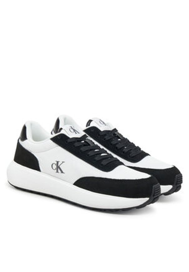 Calvin Klein Jeans Sneakersy Athleisure Runner Laceup Mix Wn YW0YW01774 Biały. Kolor: biały. Materiał: zamsz, skóra