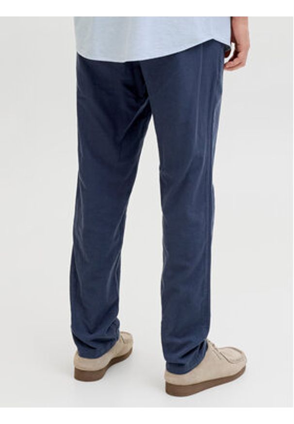 Jack & Jones Chinosy Stace 12248604 Granatowy Tapered Fit. Kolor: niebieski. Materiał: bawełna