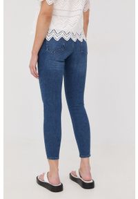 Hugo - HUGO jeansy damskie medium waist. Kolor: niebieski